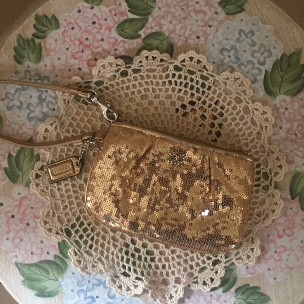 Gold Sequins Coach wristlet